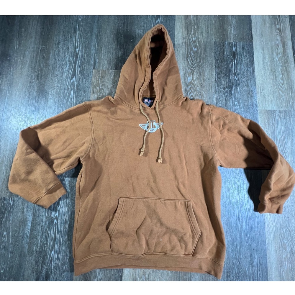 Bayside JT Calls Hoodie Mens Large Brown Duck Hunting Graphic Sweatshirt USA